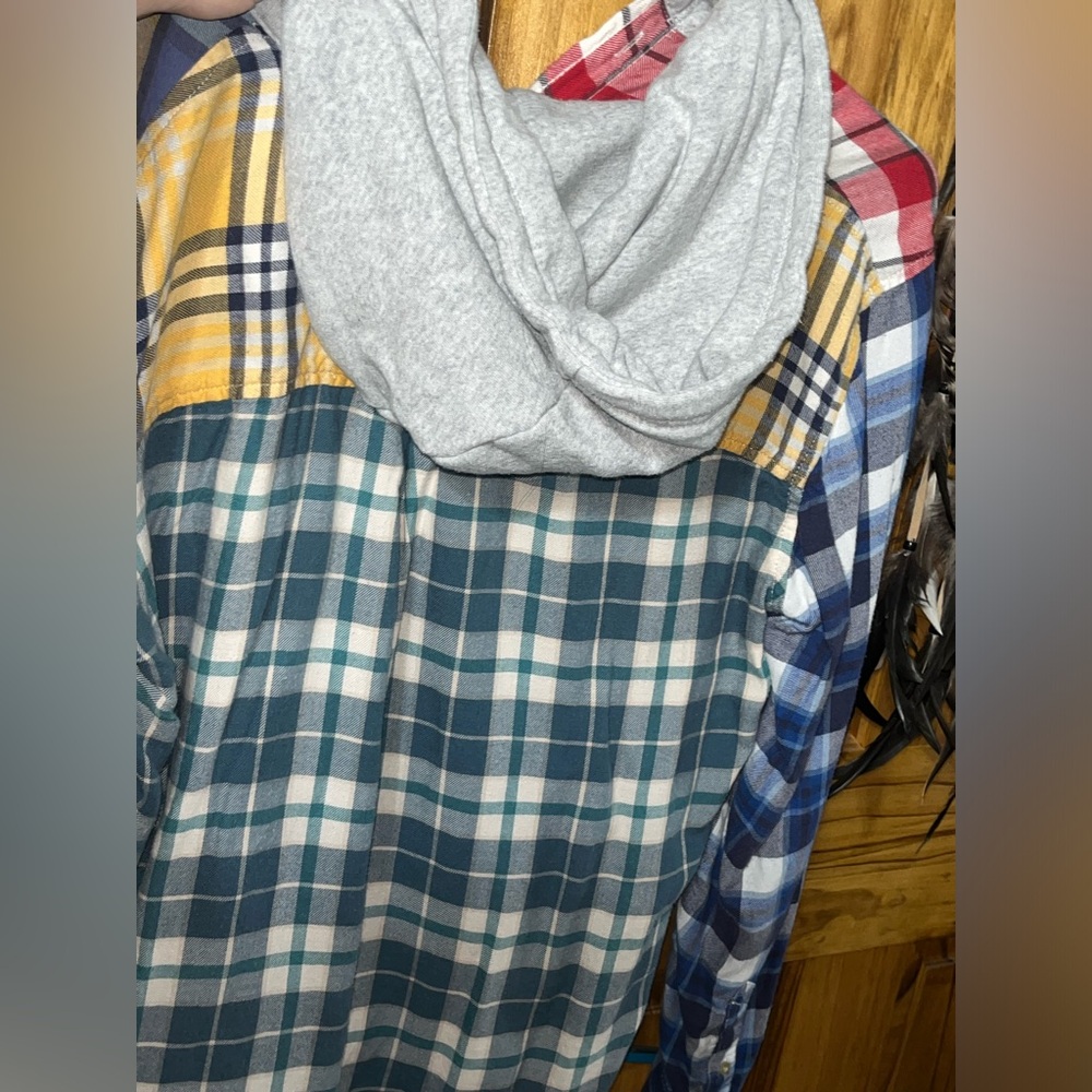 American Eagle Patchwork Plaid Hoodie - image 4